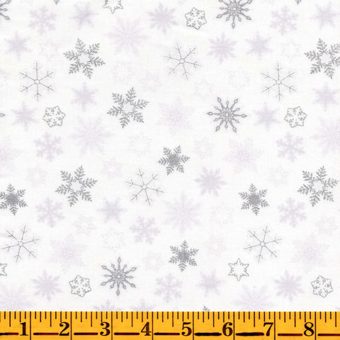 Jordan Fabrics Metallic Christmas Blossom 10013 5 Tinsel Snowflake Dance By The Yard