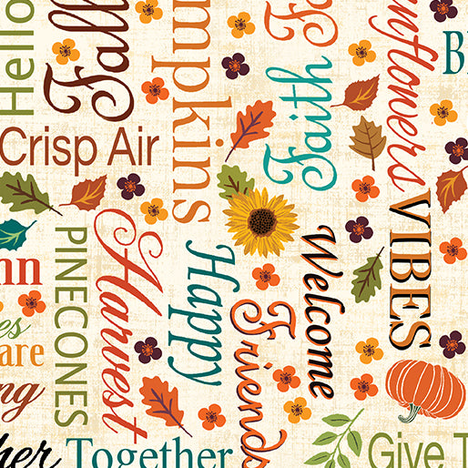 Benartex Gather Together 14457 07 Words Of Autumn Cream By The Yard