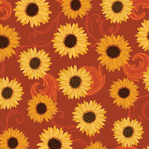 Benartex Gather Together 14463 86 Sunflower Dance Russet By The Yard