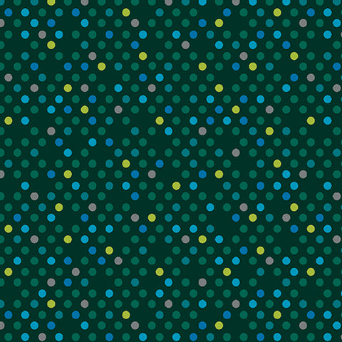 Benartex Dazzle Dots 16206 45 Confetti Drop Dark Green/Multi By The Yard