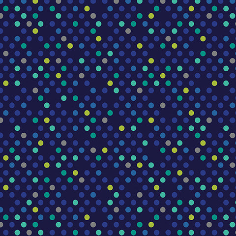 Benartex Dazzle Dots 16206 55 Confetti Drop Navy/Multi By The Yard