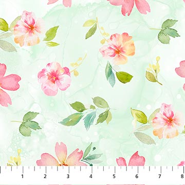 Northcott Sweet Surrender 26948 71 Floral Toss Seafoam Multi By The Yard