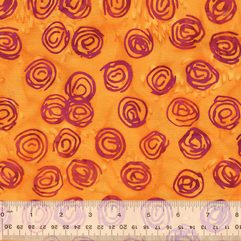 Anthology Batik - Plum Fizz 2756Q X Scribble Dot Orange By The Yard