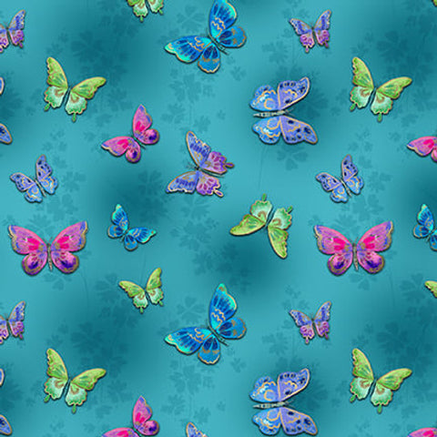 Blank Quilting Peacock Alley 3439 68 Teal Butterflies By The Yard