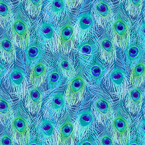 Blank Quilting Peacock Alley 3444 70 Blue Peacock Feathers By The Yard