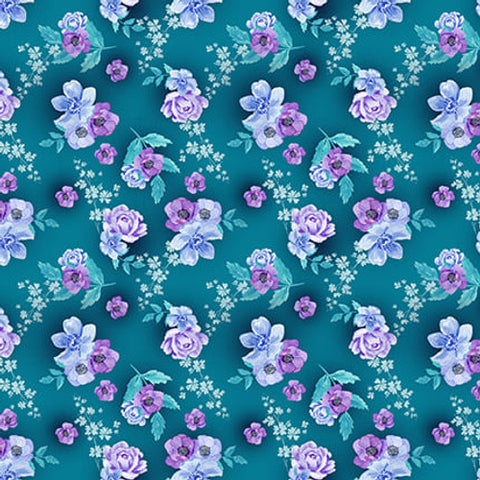 Blank Quilting Peacock Alley 3446 68 Teal Ditsy Floral By The Yard