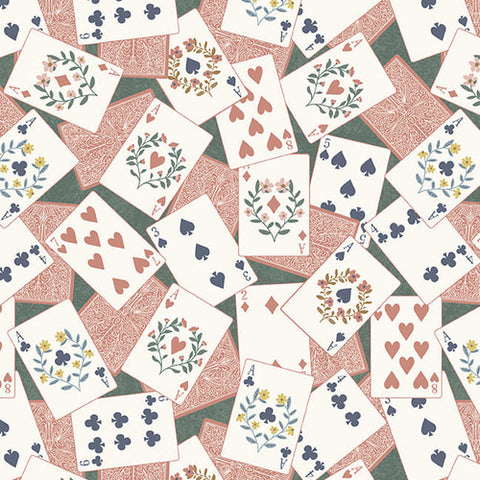 Studio E Garden Party 7600 62 Cream/Dark Pink Playing Cards By The Yard