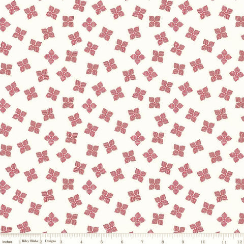 Riley Blake Red Hot C11678 Off White Petals 3.75 YARDS