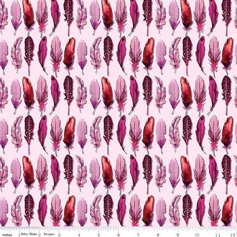 Riley Blake Poppies & Plumes C14294 Feathers Pink By The Yard