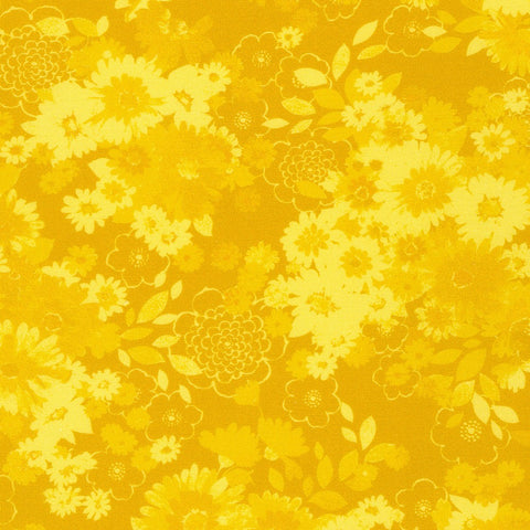 Kaufman Flowerhouse: Cascading Flowers 21866 5 Yellow By The Yard