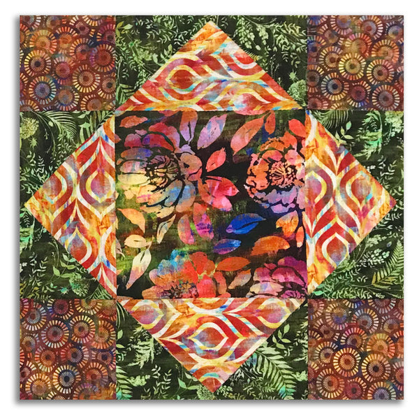 In The Beginning PreCut 12 Block King's Crown Quilt Kit Halcyon II