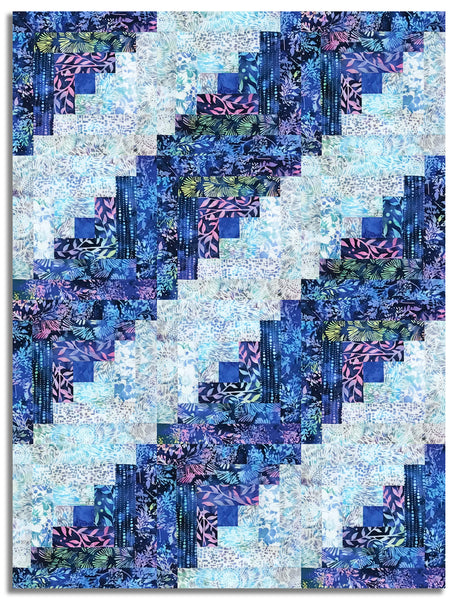 海の日SALE！／2Dリアルプリント キルティング風リース柄ベッドカバー／多用途 Matt's Hoffman Bali Batiks Pre-Cut 12 Block Log Cabin Quilt Kit