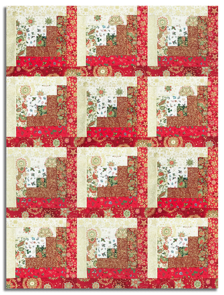 Andover/Makower Pre-Cut 12 Block Log Cabin Quilt Kit - Good