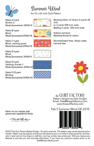 SUMMER WIND - The Quilt Factory Pattern QF-2210 DIGITAL DOWNLOAD