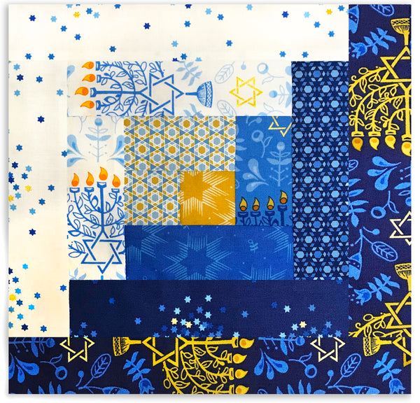 Andover PreCut Log Cabin Table Runner Kit Festival Of Lights Navy