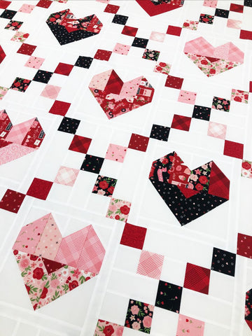 Cross My Heart 65 x 75" Fully Finished Sample Quilt - Falling in Love