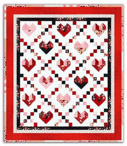 Cross My Heart 65 x 75" Fully Finished Sample Quilt - Falling in Love
