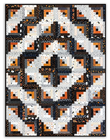 Log Cabin Scrappy Quilt 57 x 75" Fully Finished Sample Quilt - Halloween Fun