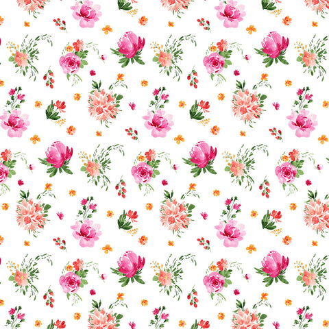 Clothworks Flourish - Digital Y4095 1 Tossed Floral White By The Yard