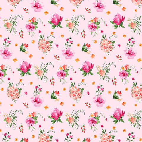 Clothworks Flourish - Digital Y4095 41 Tossed Floral Pink By The Yard