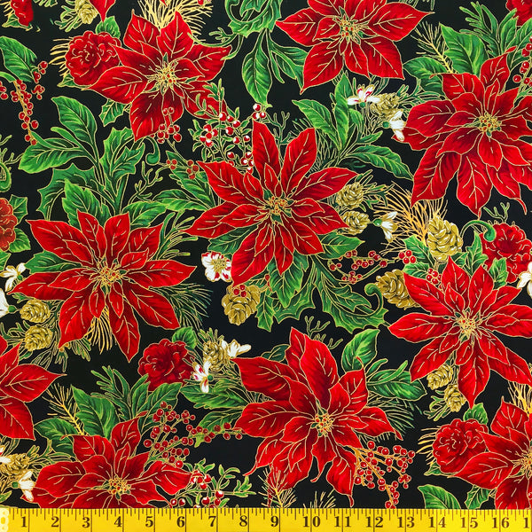 Poinsettia Fabric by the Yard  Artist's Studio Collection, Fabric