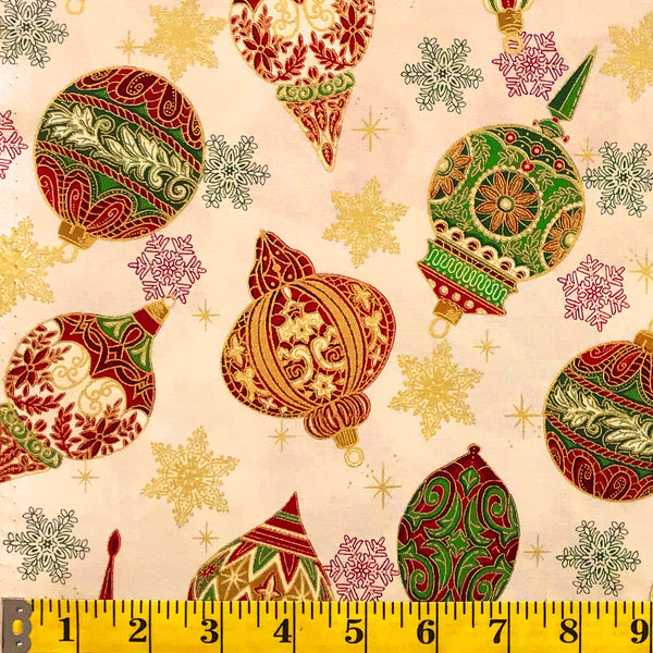 Vintage Christmas Ornaments Fabric