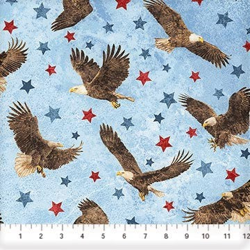 Northcott Stars & Stripes 39436 42 Blue Eagles Among the Stars By The Yard