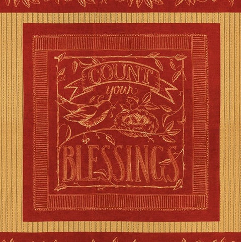 Moda Count Your Blessings 6080 13 Brick Red Blessings 23" PANEL By The PANEL (not strictly by the yard)