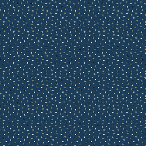 Andover Indigo Cheddar 389 B Floating Squares By The Yard