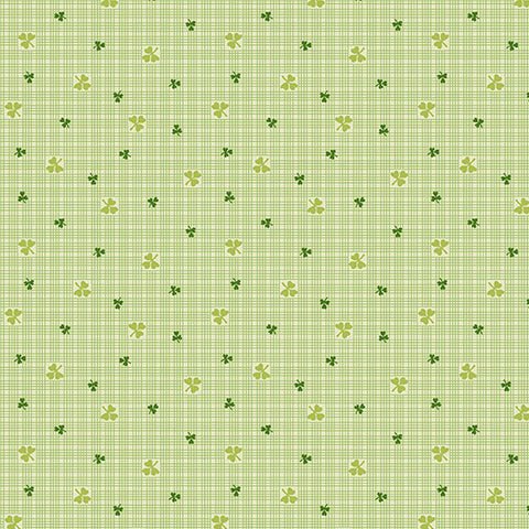 Andover Lucky Charms 416 LG Light Green Clover Shirting By The Yard