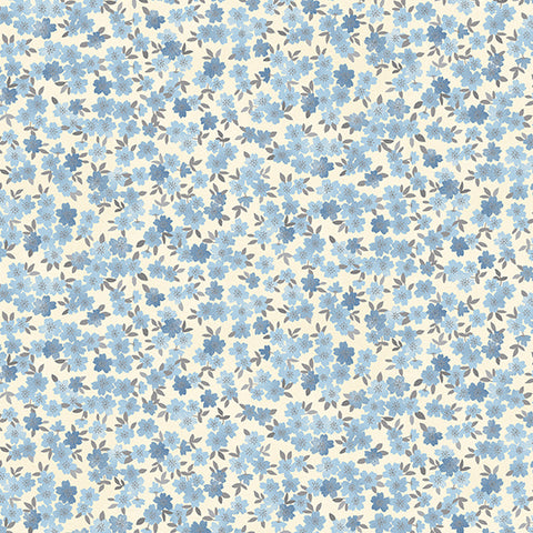 Makower Tranquility 2412 B Blue Blossoms By The Yard