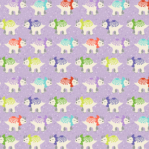 Makower Dino Friends TP 2538L Purple Triceratops By The Yard