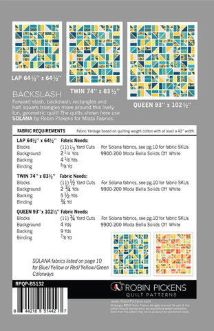 BACKSLASH - Robin Pickens Quilt Pattern BS132