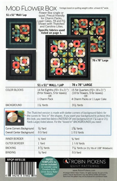 MOD FLOWER BOX - Robin Pickens Quilt Pattern MFB138 – Jordan Fabrics