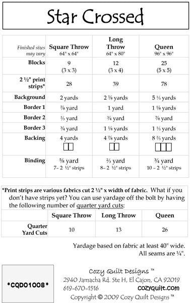 Star Crossed Quilt Pattern for 10 squares Missouri Star Quilt Company -  0002039