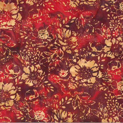 Hoffman Batik U2451 381 Pomegranate Fresh Flowers By The Yard