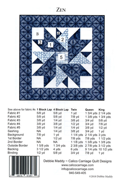 ZEN - Calico Carriage Quilt Designs Pattern CCQD169 – Jordan