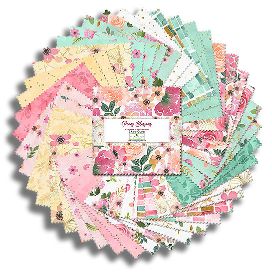 Wilmington Pre-Cut 42 Piece 5 Karat 5" Charms 508-887-508 - Peony Blossoms