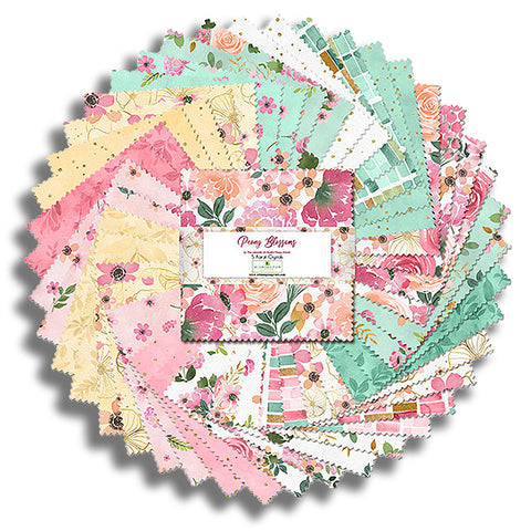 Wilmington Pre-Cut 42 Piece 5 Karat 5" Charms 508-887-508 - Peony Blossoms