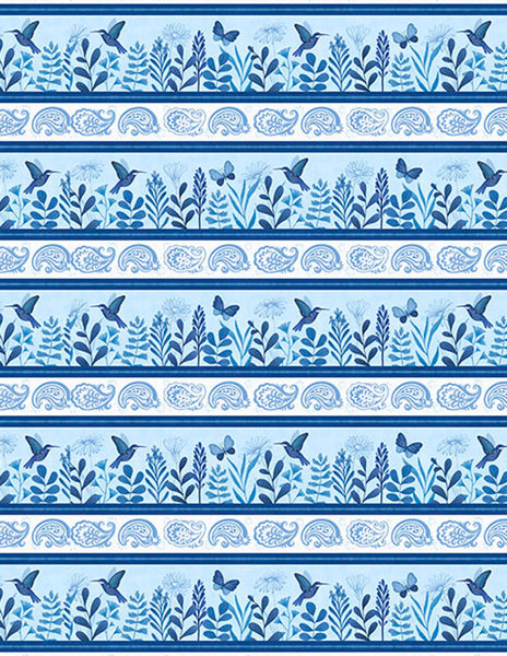 Wilmington Blissful Blues 49351 414 Multi Repeating Stripe By The Yard