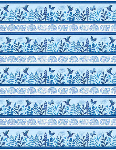 Wilmington Blissful Blues 49351 414 Multi Repeating Stripe By The Yard