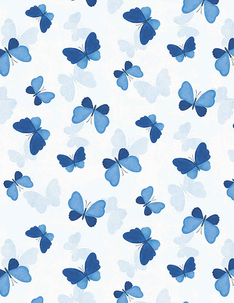 Wilmington Blissful Blues 49353 144 White Butterfly Toss 2.75 YARDS