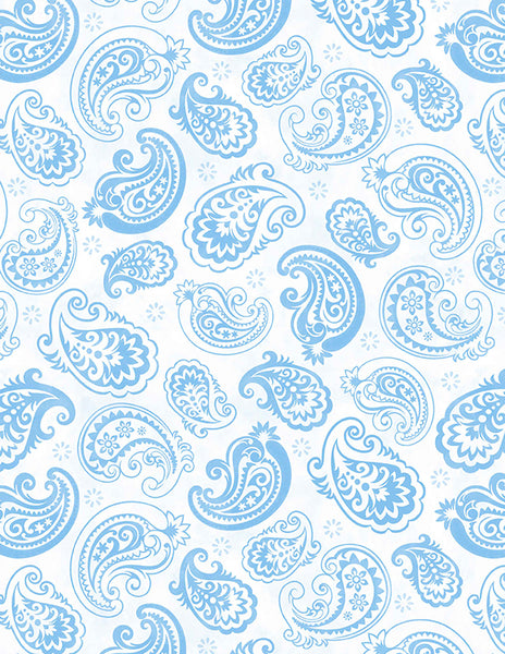 Wilmington Blissful Blues 49354 144 White Paisley Toss By The Yard