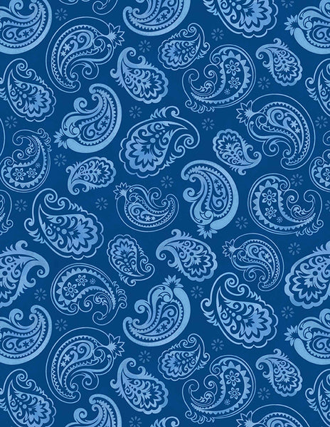Wilmington Blissful Blues 49354 444 Navy Paisley Toss By The Yard