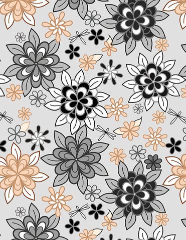 Wilmington Cottage Reverie 48551 920 Light Gray Large Floral By The Yard