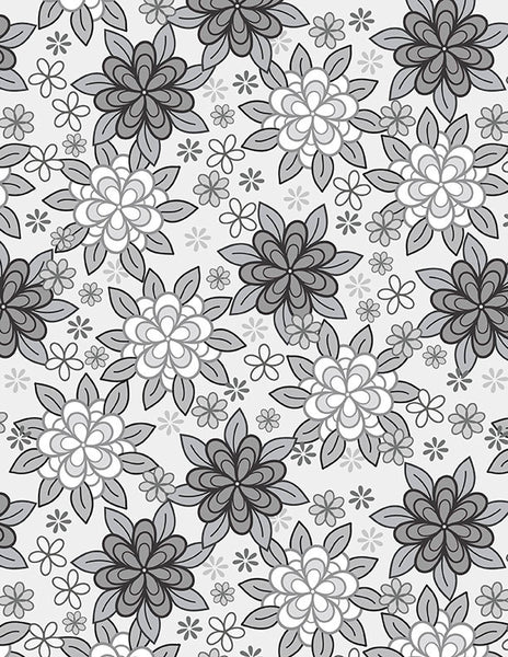 Wilmington Cottage Reverie 48552 910 Light Gray Packed  Florals By The Yard