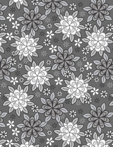 Wilmington Cottage Reverie 48552 919 Dark Gray Packed  Florals By The Yard