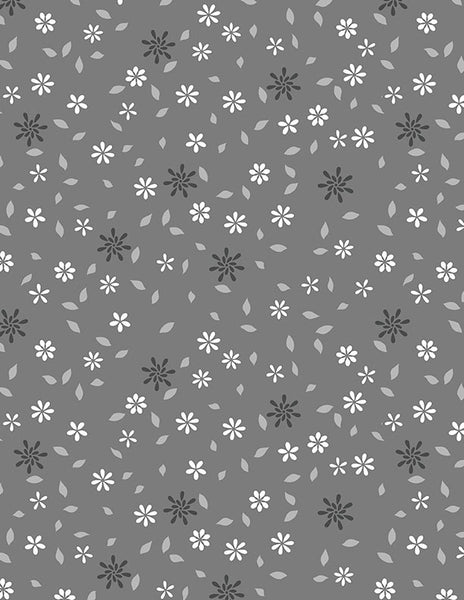 Wilmington Cottage Reverie 48554 991 Dark Gray Flowers & Petals By The Yard