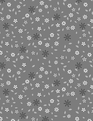 Wilmington Cottage Reverie 48554 991 Dark Gray Flowers & Petals By The Yard