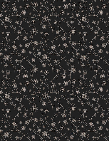 Wilmington Cottage Reverie 48555 992 Black Small Floral Toss By The Yard